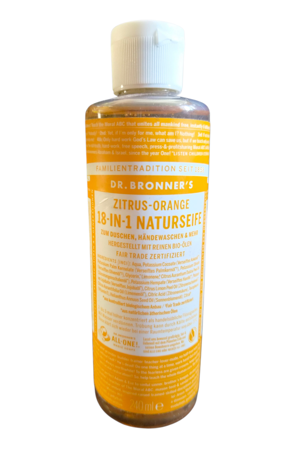 Dr. Bronner’s Narenciye-Portakal Doğal Sabun 18'i 1 Arada, 240 ml