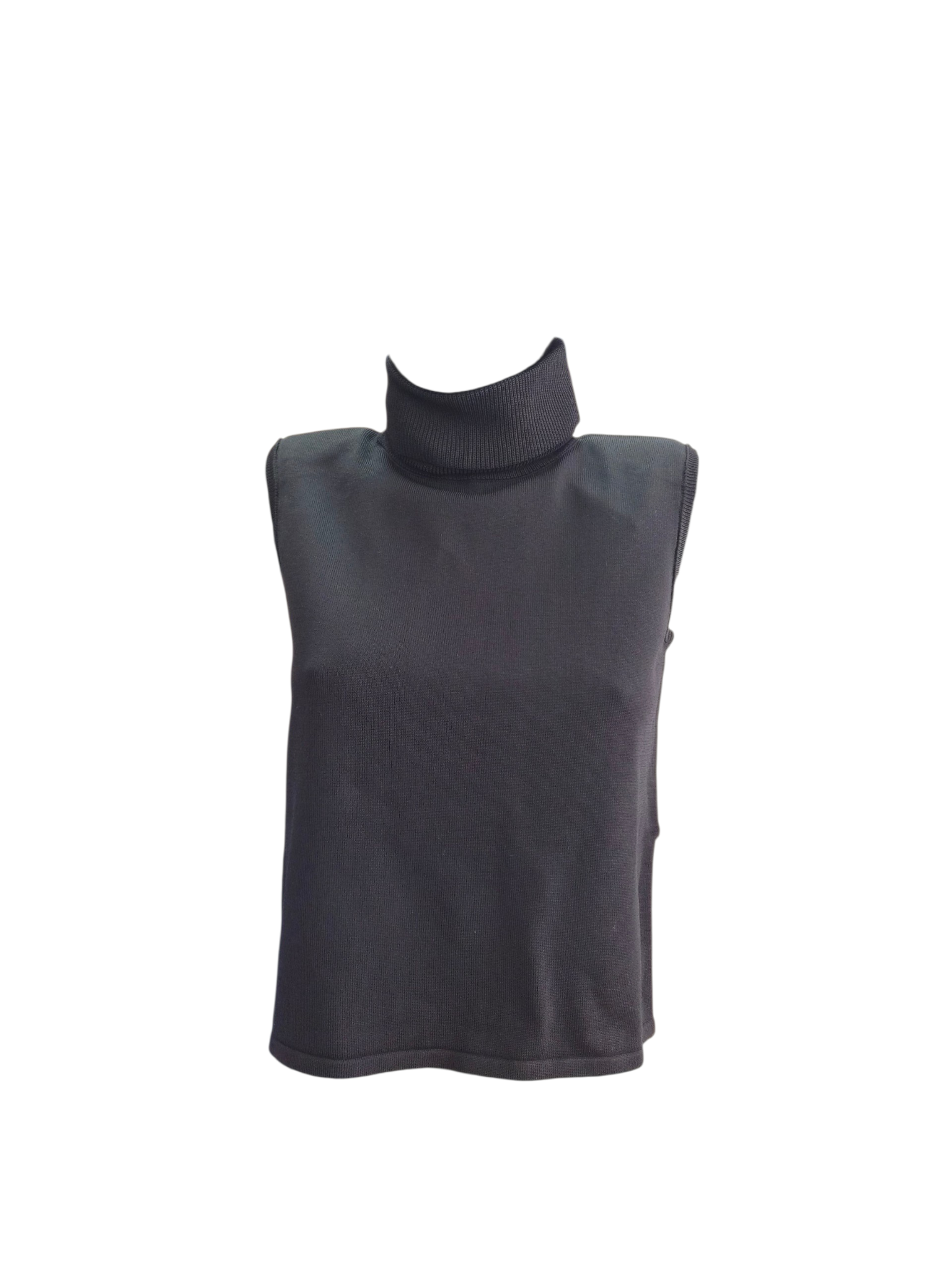 Siyah Kolsuz Örgü Balıkçı Yaka Sunny Vest