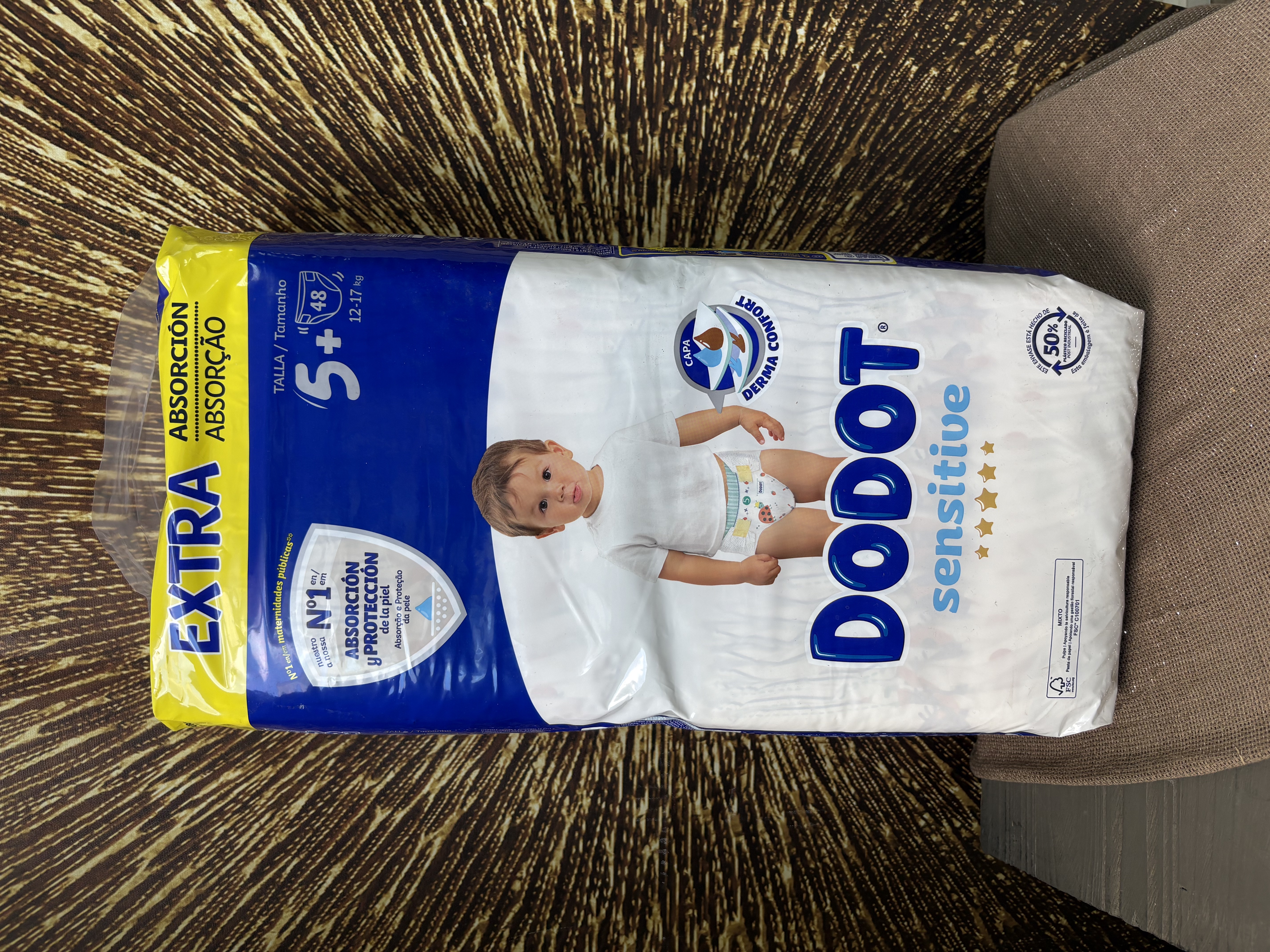 Бебешки пелени Dodot Sensitive, размер 5+, 48 броя